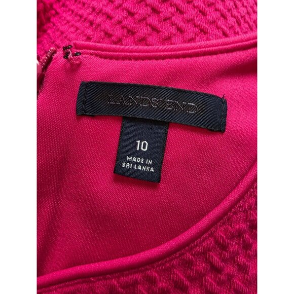 Lands End Womens Sleeveless Textured Sheath Dress Size 10 Pink Pockets - Picture 5 of 8